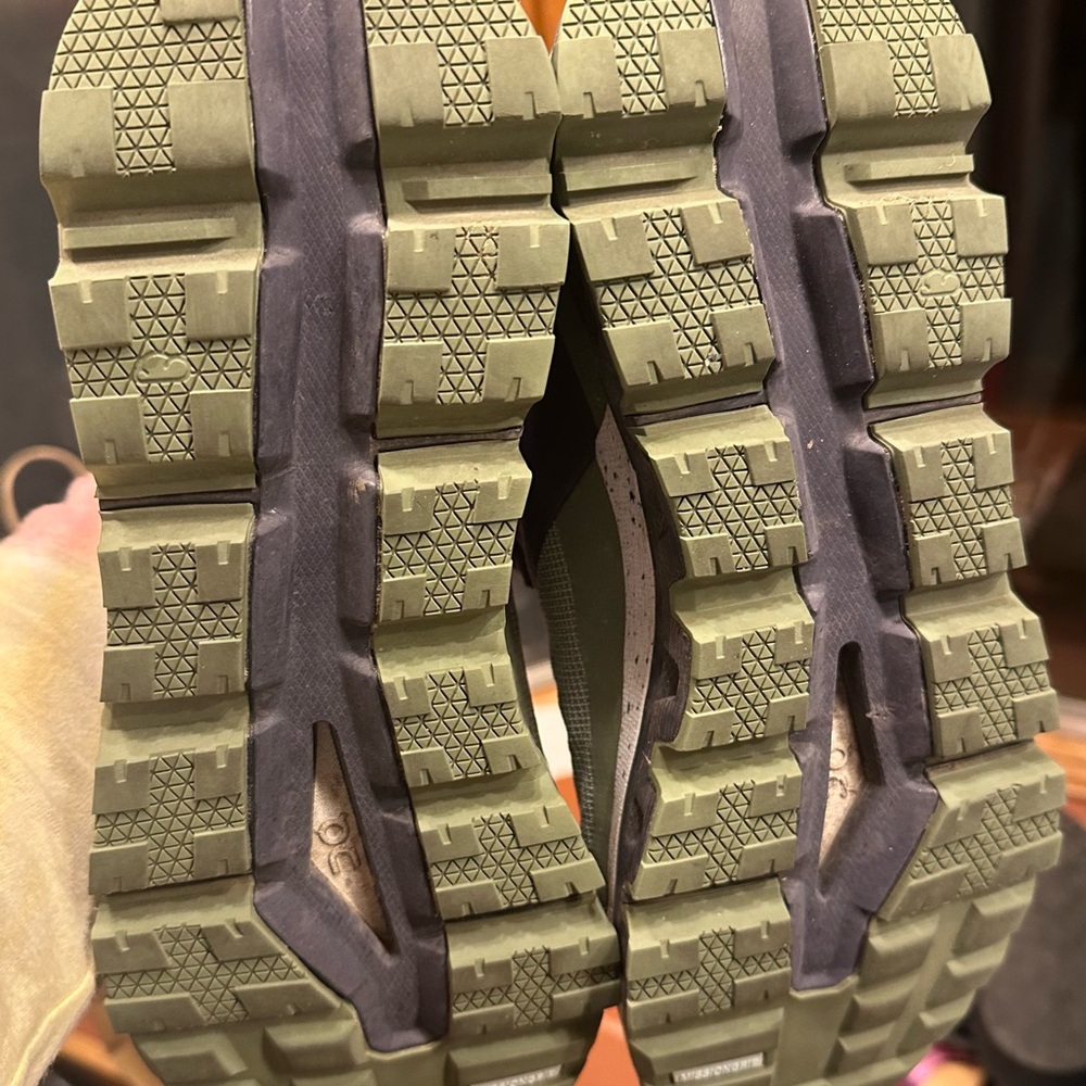 On Running Green and Purple hiking boots with Rugged Sole. Wore on one hike. - Picture 5 of 5